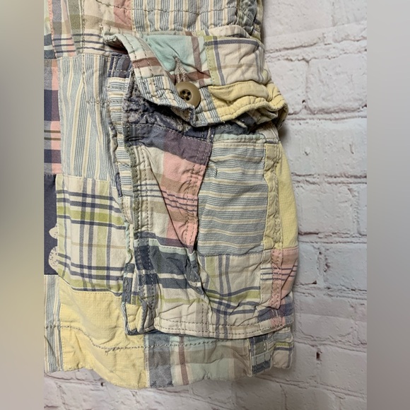 Vintage Hollister Hawaiian Pastel Madras Cargo Shorts Size 33 - Picture 3 of 9